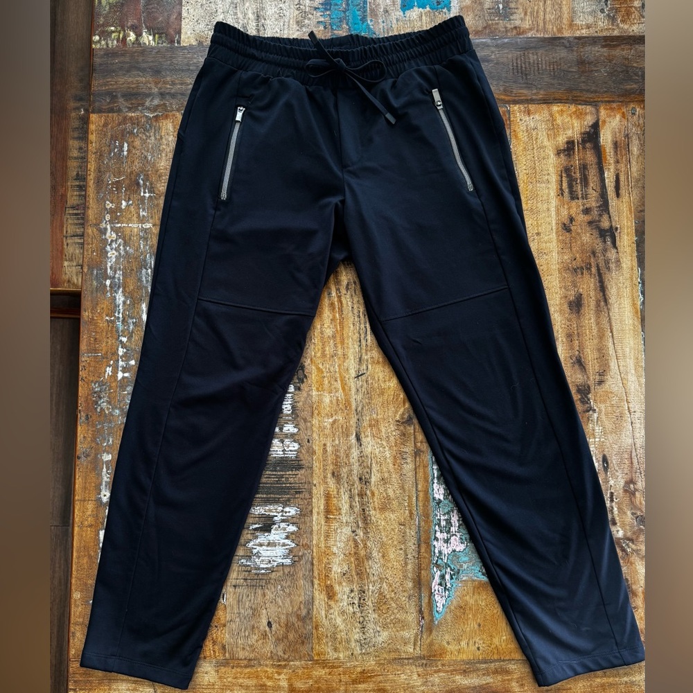 Athleta Black Zip Pocket Elastic Waist Crop Jogger Track Pants Women's Size SP